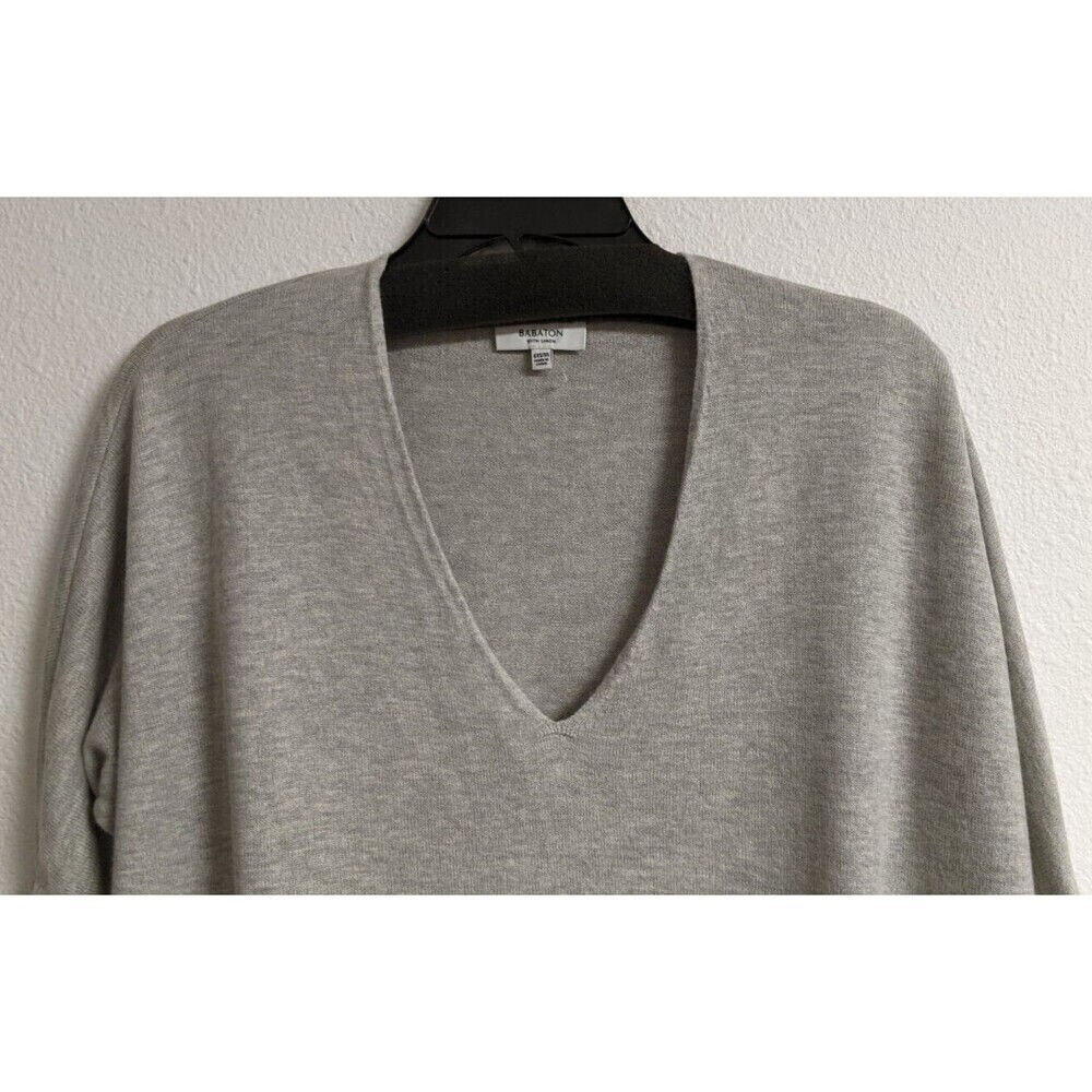 Super Cute BABATON x ARITZIA Baylor Linen Wool Drape Gray Sweater Size XXS/XS - Picture 5 of 10